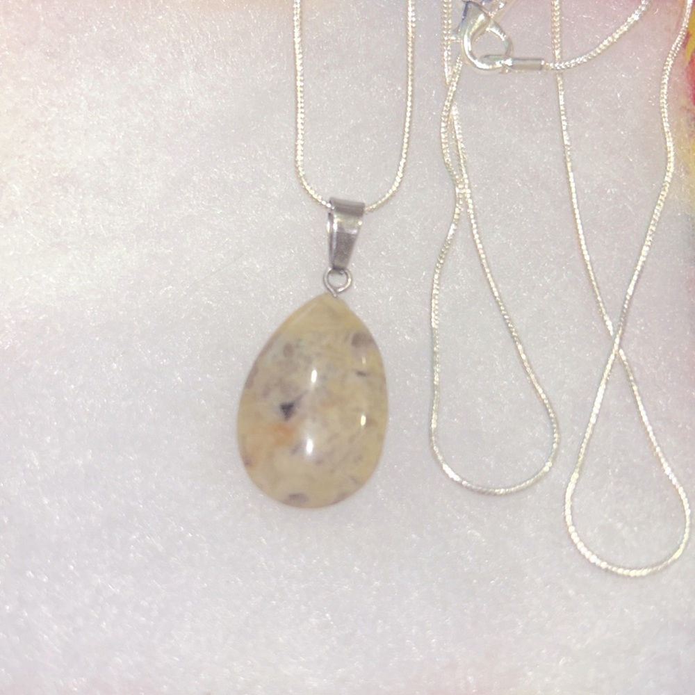 Boho Hippie Agate Sterling Silver 16” Necklace